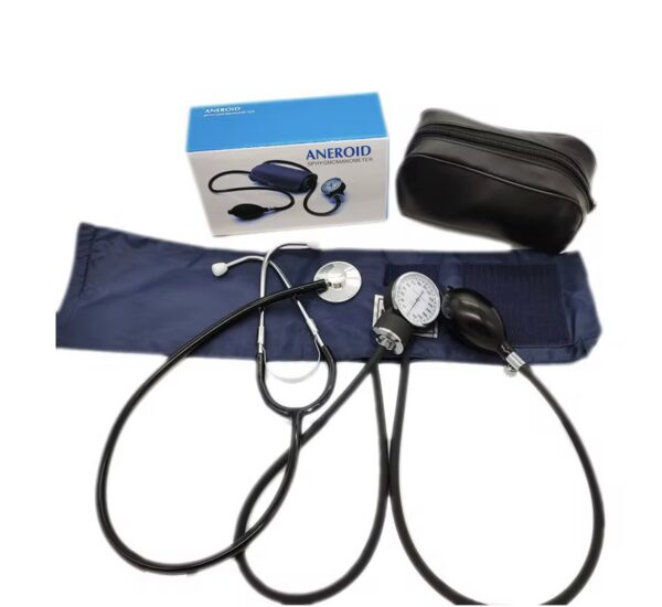 Manual blood pressure monitor with stethoscope